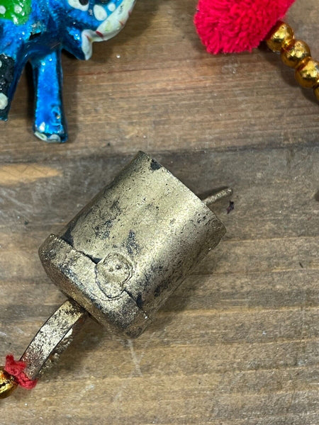 Indian Painted Boho Elephant String Bell Charm Christmas Decoration