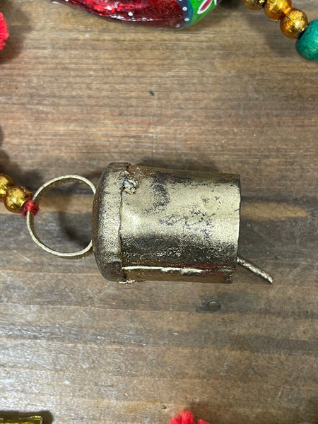 Indian Painted Boho Elephant String Bell Charm Christmas Decoration