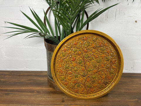 Vintage Original Kashmiri Hand Painted Floral Papier Mache Tray