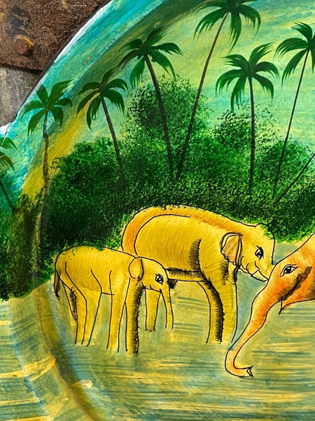 Vintage Original Kashmiri Hand Painted Elephant Papier Mache Tray