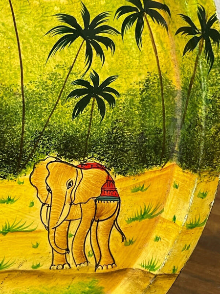 Vintage Original Kashmiri Hand Painted Elephant Papier Mache Tray