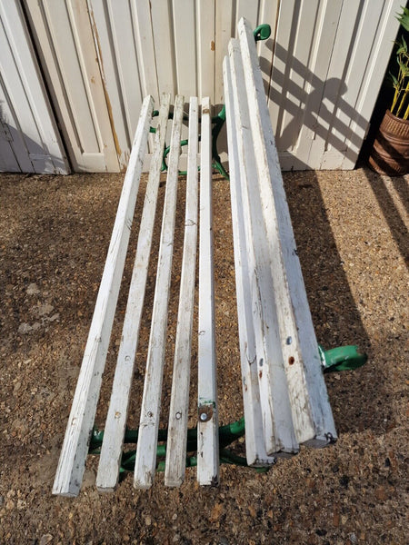 Vintage Antique French White Green Cast Iron Slatted Grape Vine Garden Bench
