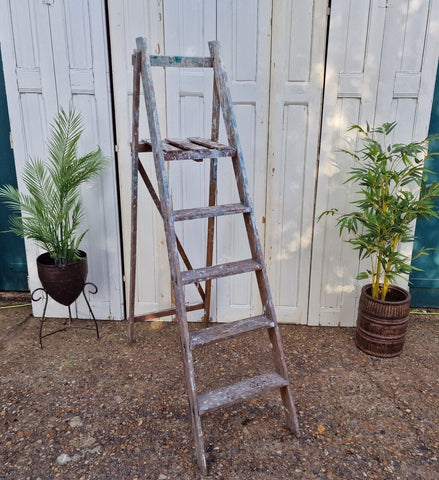 Vintage Rustic French Fruit Picking Decorators Trestle Ladders