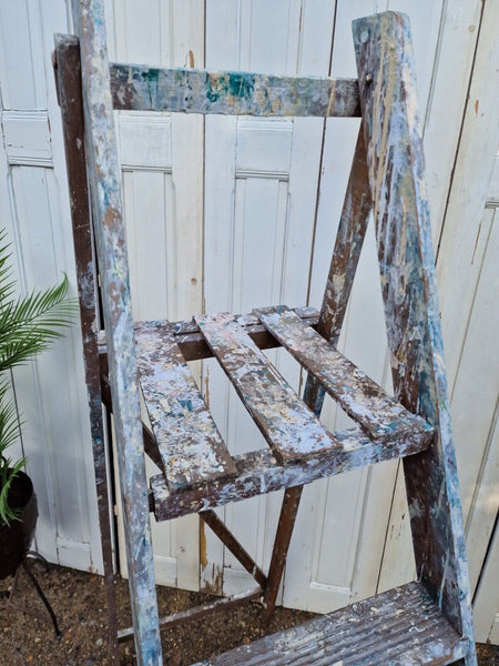 Vintage Rustic French Fruit Picking Decorators Trestle Ladders