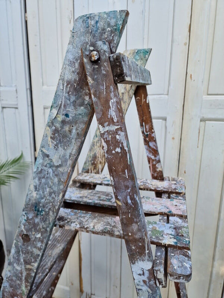 Vintage Rustic French Fruit Picking Decorators Trestle Ladders