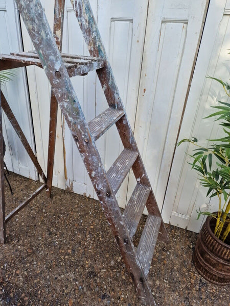 Vintage Rustic French Fruit Picking Decorators Trestle Ladders