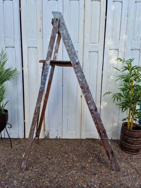 Vintage Rustic French Fruit Picking Decorators Trestle Ladders