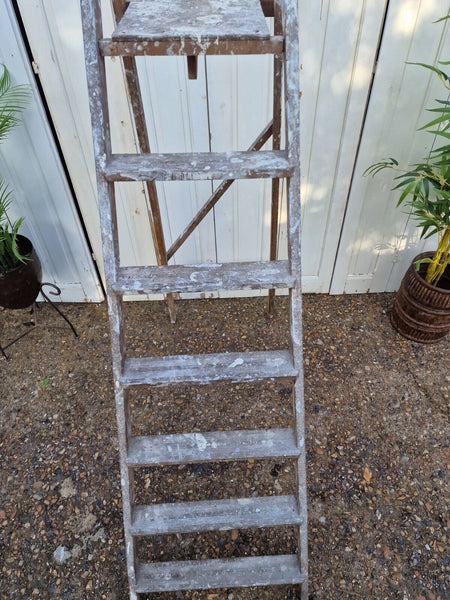 Vintage Rustic French Fruit Picking Decorators Trestle Ladders