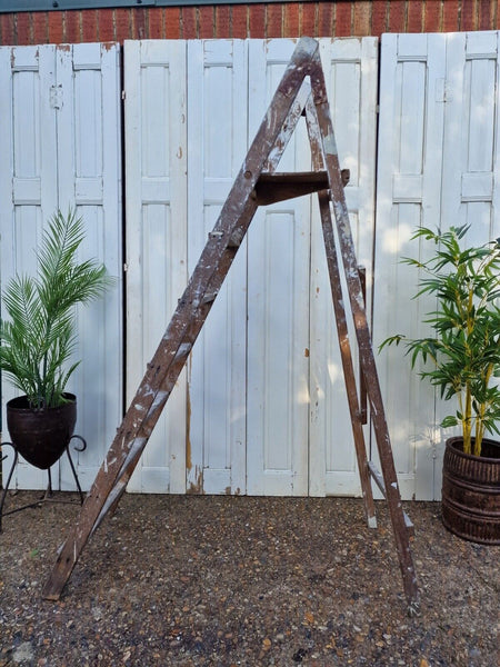 Vintage Rustic French Fruit Picking Decorators Trestle Ladders