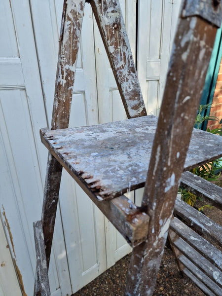 Vintage Rustic French Fruit Picking Decorators Trestle Ladders