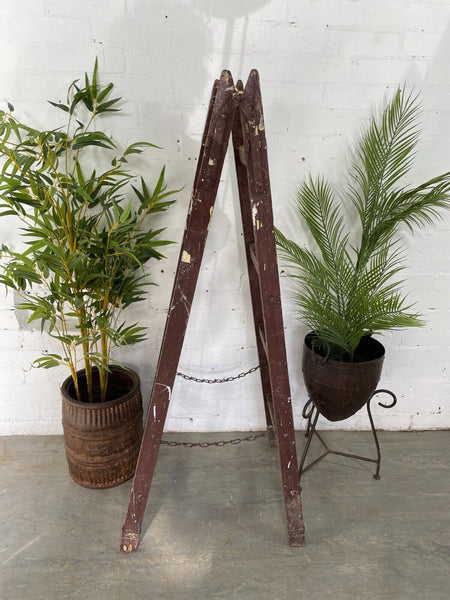 Vintage Rustic French Fruit Picking Decorators Trestle Ladders