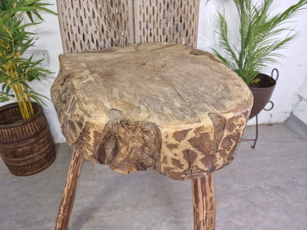 Large French Rustic Primitive Wooden Butchers Chopping Stump Block