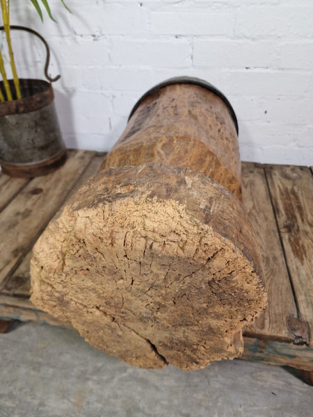 Large Antique French Primitive Wooden Mortar and Pestle Display Prop