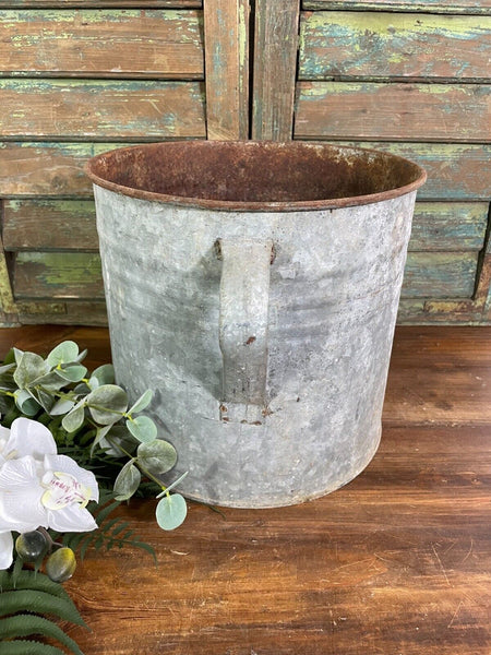 Vintage French European Galvanised Zinc Wash Tub Bucket Pot Garden Planter