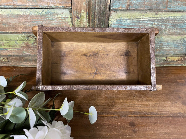 Vintage Rustic Reclaimed Hand Made Wooden Brick Mould Trinket Herb Planter