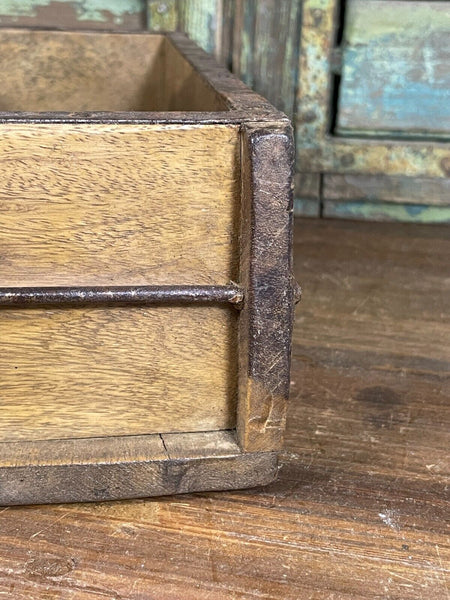 Vintage Rustic Reclaimed Hand Made Wooden Brick Mould Trinket Herb Planter