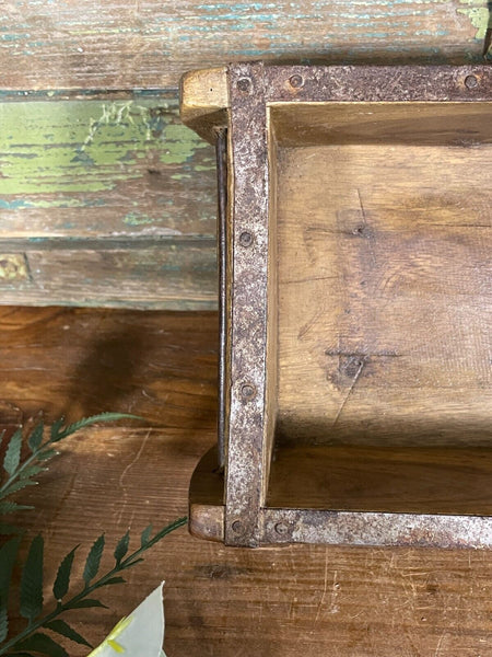 Vintage Rustic Reclaimed Hand Made Wooden Brick Mould Trinket Herb Planter