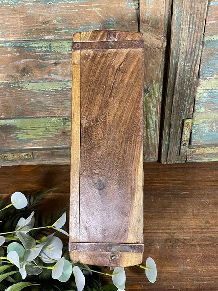 Vintage Rustic Reclaimed Hand Made Wooden Brick Mould Trinket Herb Planter