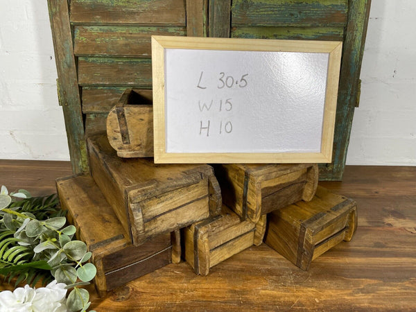 Vintage Rustic Reclaimed Hand Made Wooden Brick Mould Trinket Herb Planter