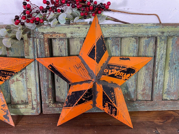 Vintage Reclaimed Recycled Tin Metal Oil Drum Amish Barn Star Wall Decor