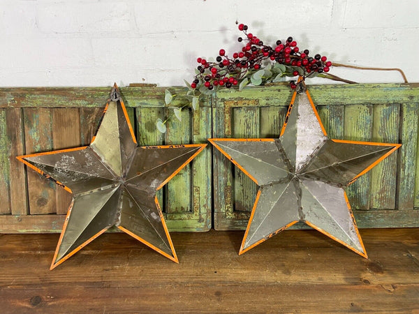 Vintage Reclaimed Recycled Tin Metal Oil Drum Amish Barn Star Wall Decor