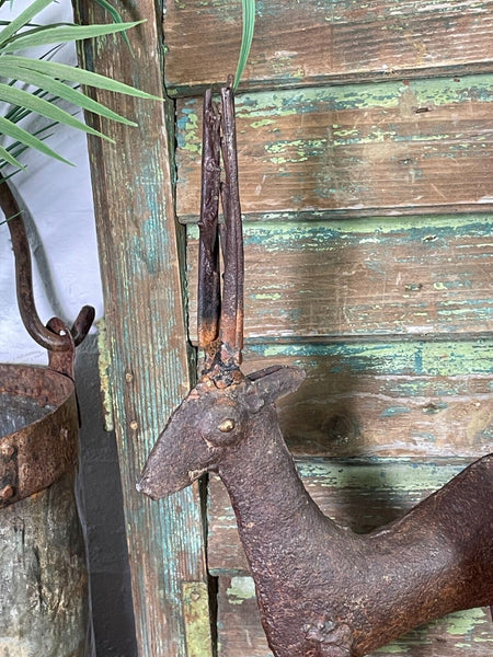 Vintage Reclaimed Hand Made Rusty Metal Deer Gazelle Garden Ornament  Sculpture