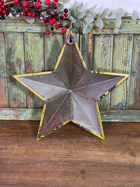 Vintage Reclaimed Recycled Tin Metal Oil Drum Amish Barn Star Wall Decor