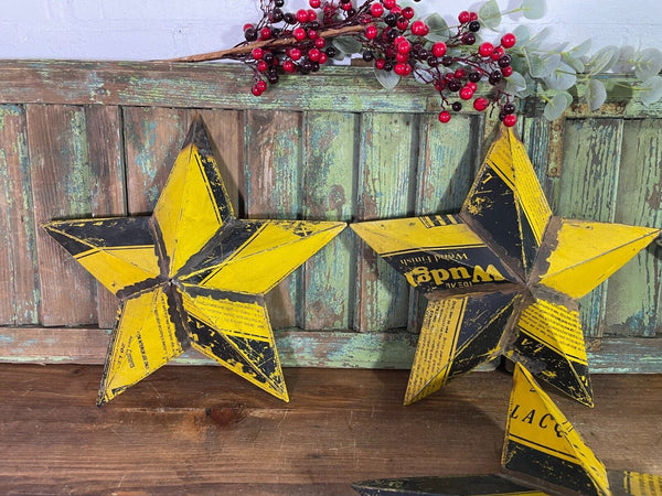 Vintage Reclaimed Recycled Tin Metal Oil Drum Amish Barn Star Wall Decor