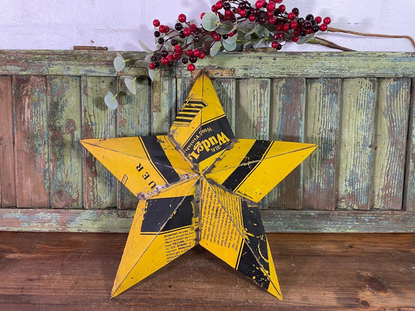 Vintage Reclaimed Recycled Tin Metal Oil Drum Amish Barn Star Wall Decor