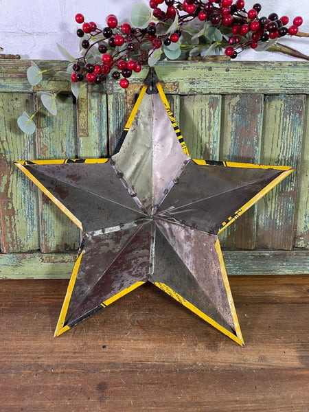 Vintage Reclaimed Recycled Tin Metal Oil Drum Amish Barn Star Wall Decor