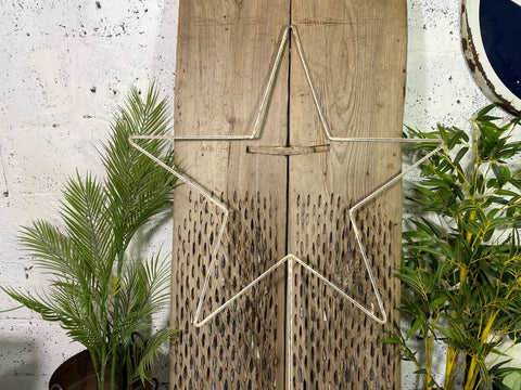 Large Rustic Reclaimed Vintage White Metal Star On Stake Home Garden Decor