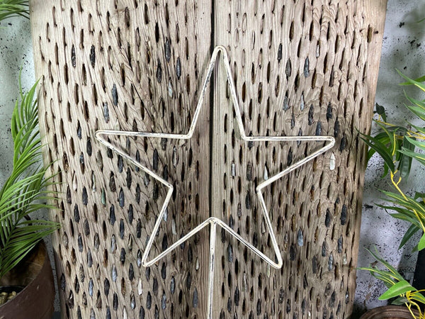 Large Rustic Reclaimed Vintage White Metal Star On Stake Home Garden Decor