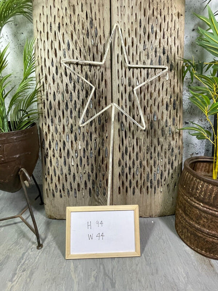 Large Rustic Reclaimed Vintage White Metal Star On Stake Home Garden Decor