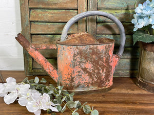 Vintage Large French European Galvanised Zinc Watering Can Garden Planter