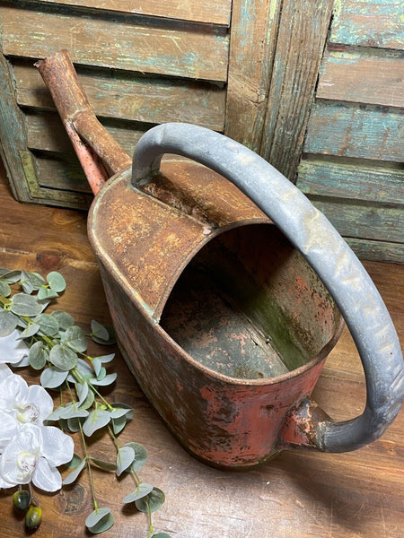 Vintage Large French European Galvanised Zinc Watering Can Garden Planter