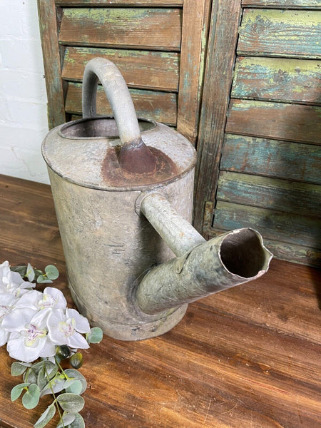 Vintage Large French European Galvanised Zinc Watering Can Garden Planter