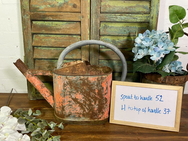Vintage Large French European Galvanised Zinc Watering Can Garden Planter
