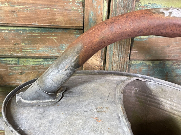 Vintage Large French European Galvanised Zinc Watering Can Garden Planter
