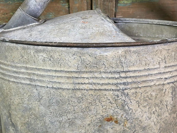 Vintage Large French European Galvanised Zinc Watering Can Garden Planter