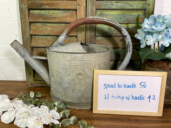 Vintage Large French European Galvanised Zinc Watering Can Garden Planter