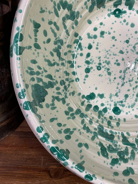 Large Hand Made Italian Style Terracotta Green Glazed Passata Fruit Mixing Bowl