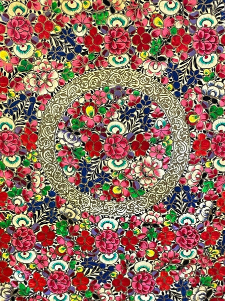 Vintage Original Kashmiri Hand Painted Floral Papier Mache Tray