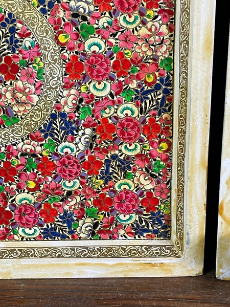 Vintage Original Kashmiri Hand Painted Floral Papier Mache Tray