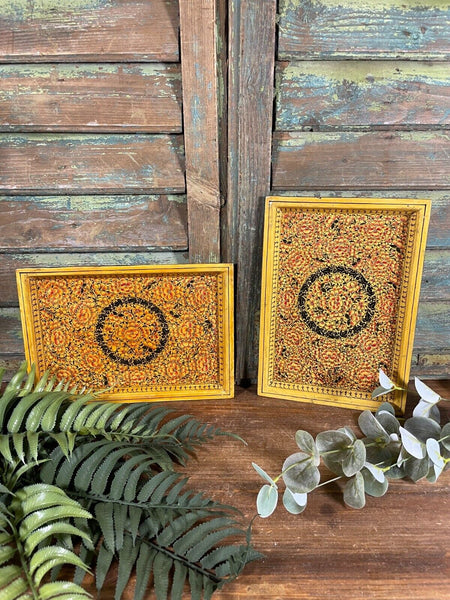 Vintage Original Kashmiri Hand Painted Floral Papier Mache Tray