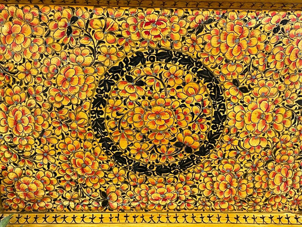 Vintage Original Kashmiri Hand Painted Floral Papier Mache Tray