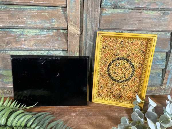 Vintage Original Kashmiri Hand Painted Floral Papier Mache Tray