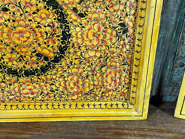 Vintage Original Kashmiri Hand Painted Floral Papier Mache Tray