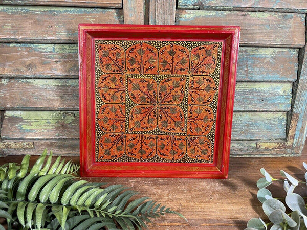 Vintage Original Kashmiri Hand Painted Floral Papier Mache Tray