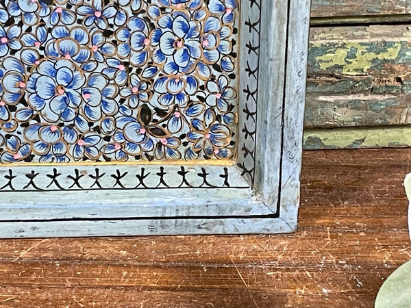 Vintage Original Kashmiri Hand Painted Floral Papier Mache Tray