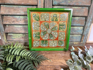Vintage Original Kashmiri Hand Painted Floral Papier Mache Tray